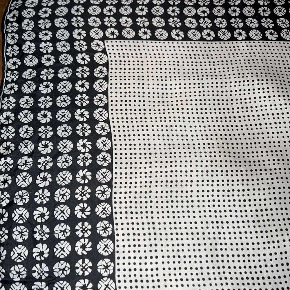 Vintage Vera Neumann Scarf Black White Rayon Silk Geometric Japan 21” Square